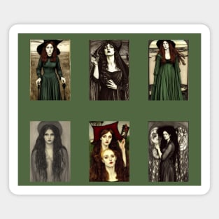 Seven Unburnt Witches in Pre-Raphaelite Style Magnet